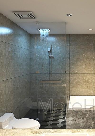  Phòng tắm kính 90 độ cửa quay